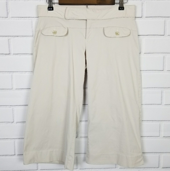 Rampage Womens Cropped Wide Leg Capri Pants Size Size 9 Cream Khaki - Picture 1 of 5